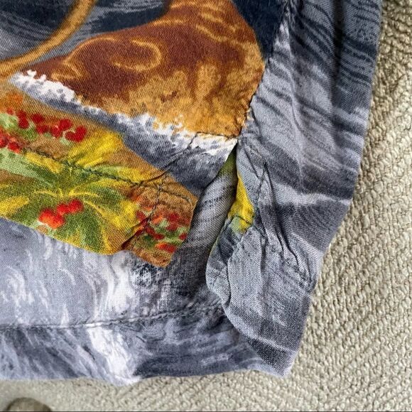 Jack Hollywood Rayon Hawiian Shirt Button Up Hibiscus Flower Palm Trees M - Picture 6 of 6